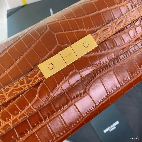Rep ladies REP IN YSL MANHATTAN CROCODILE-EMBOSSED CLUTCH LEATHER 0515